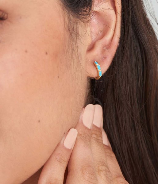 Ania Haie  Turquoise Huggie Hoop Earrings Gold
